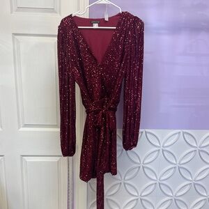 VENUS Burgundy Sequin Dress